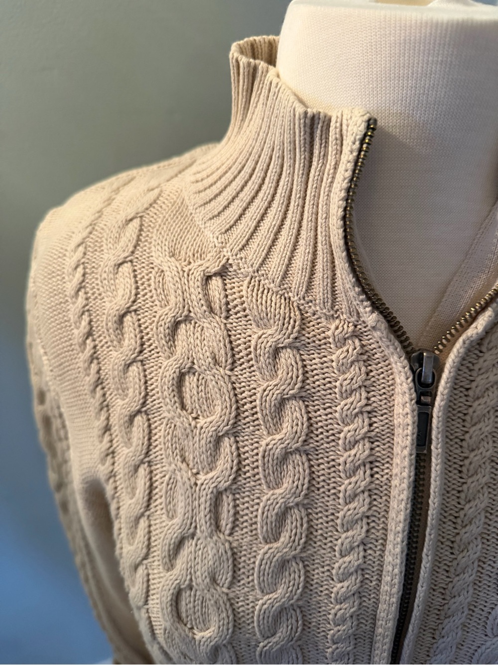 L.L.Bean Women’s Cable Knit Full Zip Cardigan Sweater Medium Petite - Picture 3 of 8